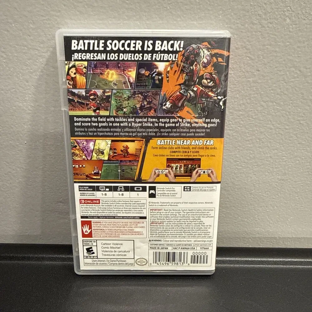 Mario Strikers Battle League Nintendo Switch Case & Game Cartridge Tested
